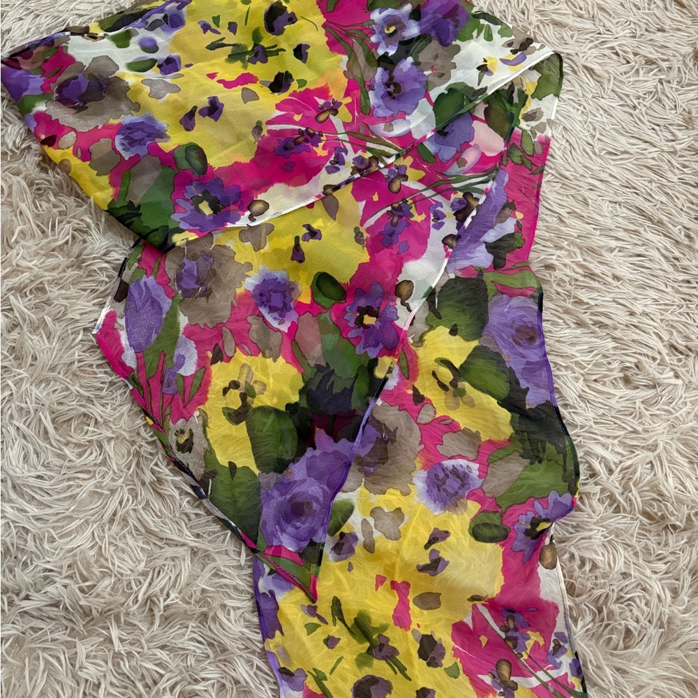 Floral Silk Multicolor Scarf